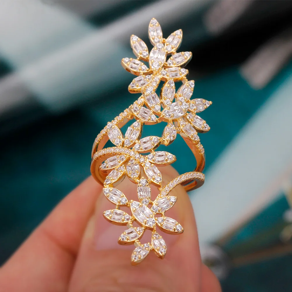 BrideTalk Hot Selling New Fashion Leaf Shape Flower Open Ring Women's Wedding Engagement Holiday Jewelry 2022