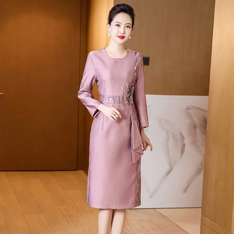 

Yourqipao Summer Chinese Style Mother Bride Wedding Dress Banquet Cheongsam Long Sleeve Wedding Dresses Skirt Party for Women