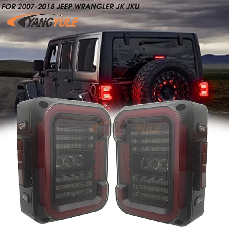 DOT E-mark Approved Car Light LED Tail Lights For Jeep Wrangler JK JKU 2007-2017 30w Reverse Light Tail Lamp 12V Daytime Running