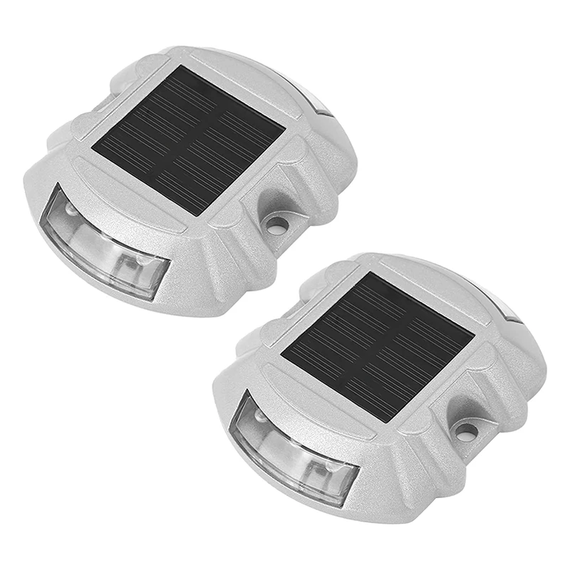 

Reusable Solar Road, 2Pcs Ground Garden Lawn Path Lights Deck Dock White Warning Lights