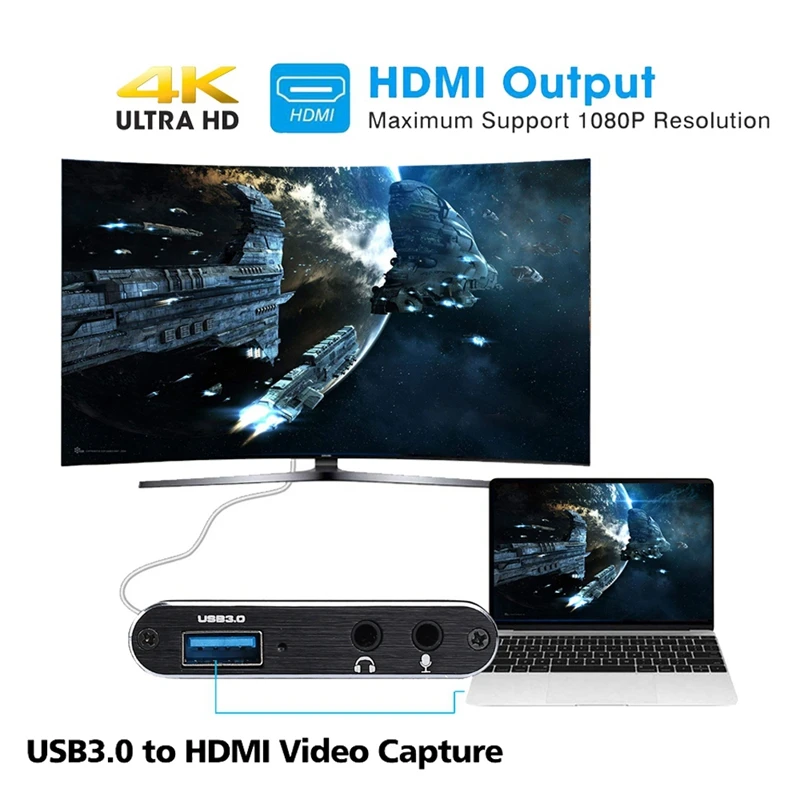 Video Capture Card 4K Screen Record USB3.0 1080P 60FPS Game Capture Device