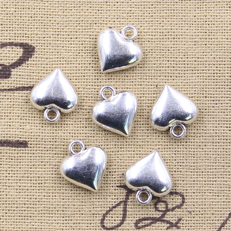 20pcs Charms Lovely Heart 13x12mm Antique Silver Color Pendants DIY Crafts Making Findings Handmade Tibetan Jewelry