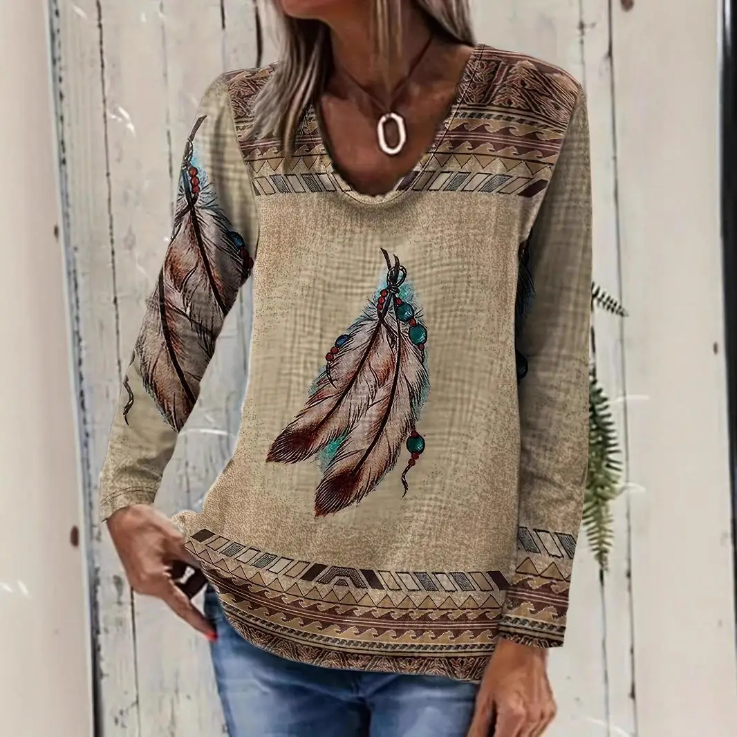 New Women's Long Sleeve round Neck T-Shirt Autumn 2025 Vintage Style Casual Fashion Ladies' Top Independent Station Bestseller