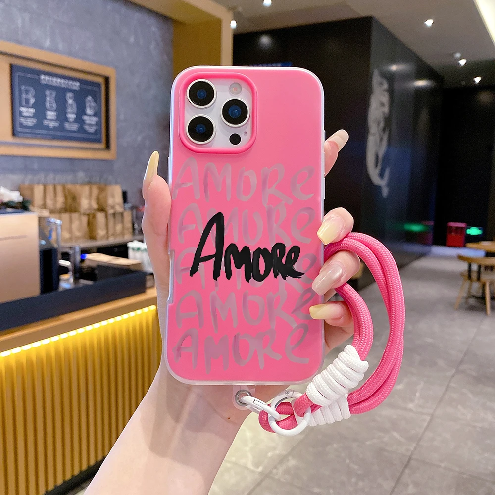 Handschlaufe Niedliche Handyhülle für Redmi Note 14 Pro Plus 5G 14 13 Pro 12 11 10 14C 13C 15C 4G 5G Coquette Amore mit Lanyard-Hülle – Detail 4