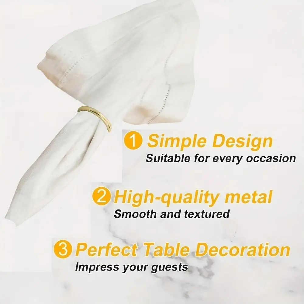 

10Pcs Stainless Steel Round Napkin Ring Minimalist Style Decorative Napkin Holder Gold Glossy Serviette Buckles