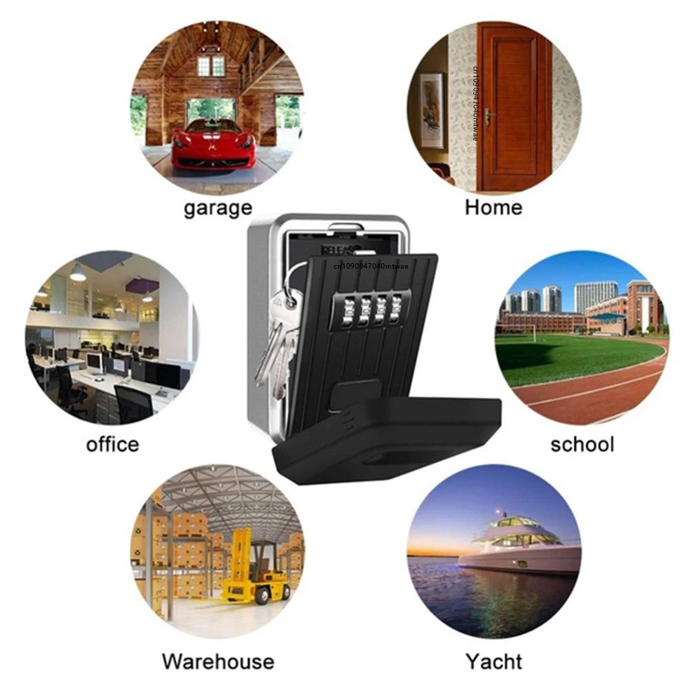 Outdoor Rustproof Waterproof Wall Mounted Key Safe Box 4 Digit Combination Password Key Holder Safe Key Box Security Storage