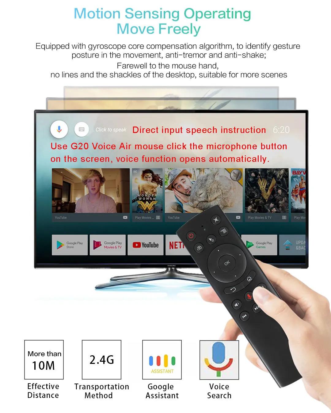 G20S PRO BT Remote Control 2.4G Bluetooth Air Mouse Backlit IR learning Gyroscope Voice Remote Controller For Android PC TV Box