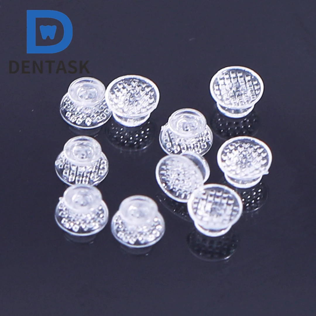 10pcs/Bag DENTASK Dental Orthodontic Composite Ceramic Lingual Buttons for Bondable Round Rectangular Base Orthodontics Material