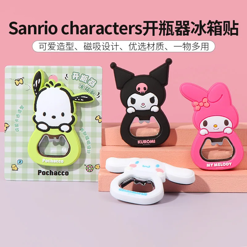 

Miniso Sanrio Series Bottle Opener Refrigerator Sticker Cute Cartoon Anime Kuromi Cinnamoroll Magnetic Sticker Bottle Opener