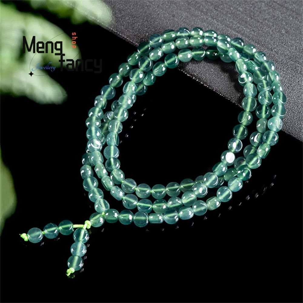 

High-grade Elegant Genuine Natural A-goods Jadeite Blue Water Jade Beads Abacus Beads Necklace Ice Jade Strings Fashion Jewelry