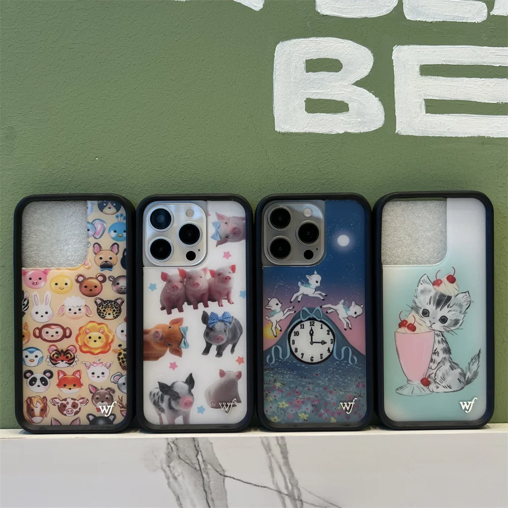 جديد Wildflower ثلاثية الأبعاد WF هريرة الأغنام قضية الهاتف آيفون 12 13 14 15 16 17 برو ماكس زائد القرد INS الكرتون غطاء الحيوان خنزير لطيف