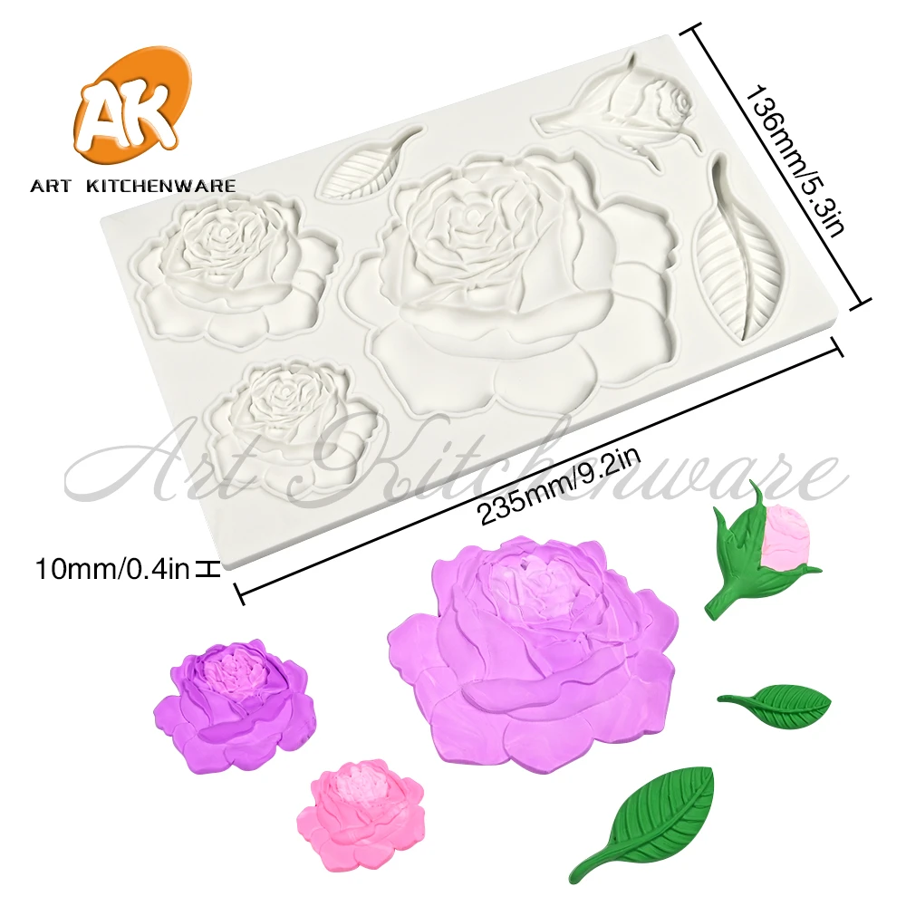 Beautiful Flower Mould DIY Peony Plaster Resin Art Soft Silicone Fondant Chocolate Mold Soap Cake Decoration Baking Tool