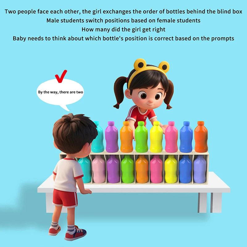 Bevande divertenti per bambini Giocattoli abbinati ai colori 20 bottiglie + Base Puzzle interattivo per addestramento alla memoria per indovinare la prima infanzia