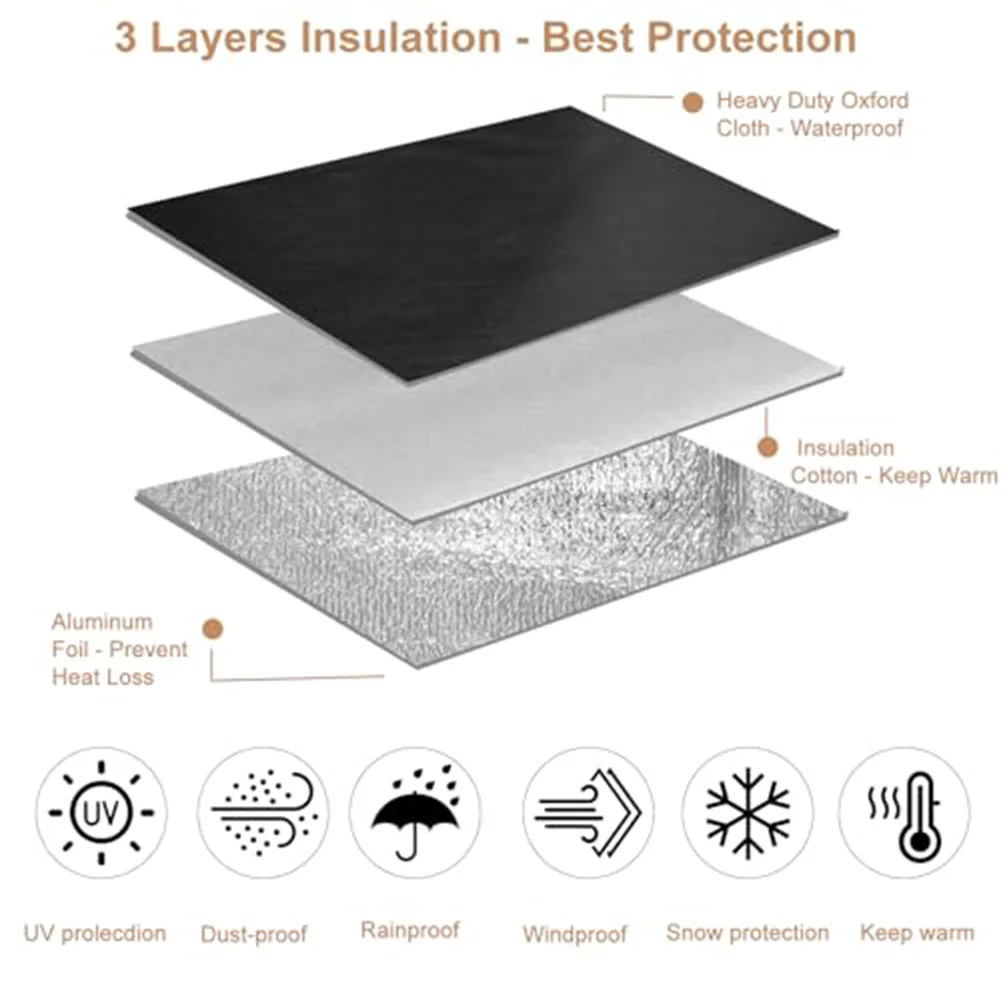 For Air Conditioner Cover for Outdoor Unit 65x45.5x52cm Thermal Insulated Dust Protection Oxford and Aluminum Foil