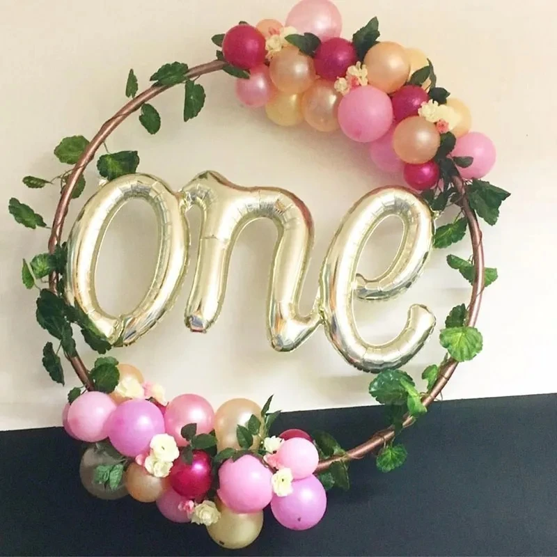 1st Birthday Rose Gold Conjoined Balloons One Boy Girl Letter Foil Balloon Baby Shower 1St Birthday Party Decoration Air Globos