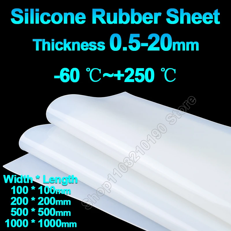 

White Silicone Rubber Sheet Thick 0.5-20mm Translucence High Temperature Resistance VMQ Pad Mat Silica Gel Plate L=100-1000mm