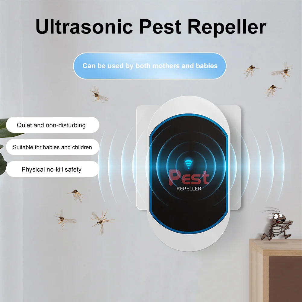 Repelente ultrasónico de plagas, repelente electrónico de plagas sin ruido, repelente de insectos enchufable, repelente de mosquitos y ratas para arañas y cucarachas