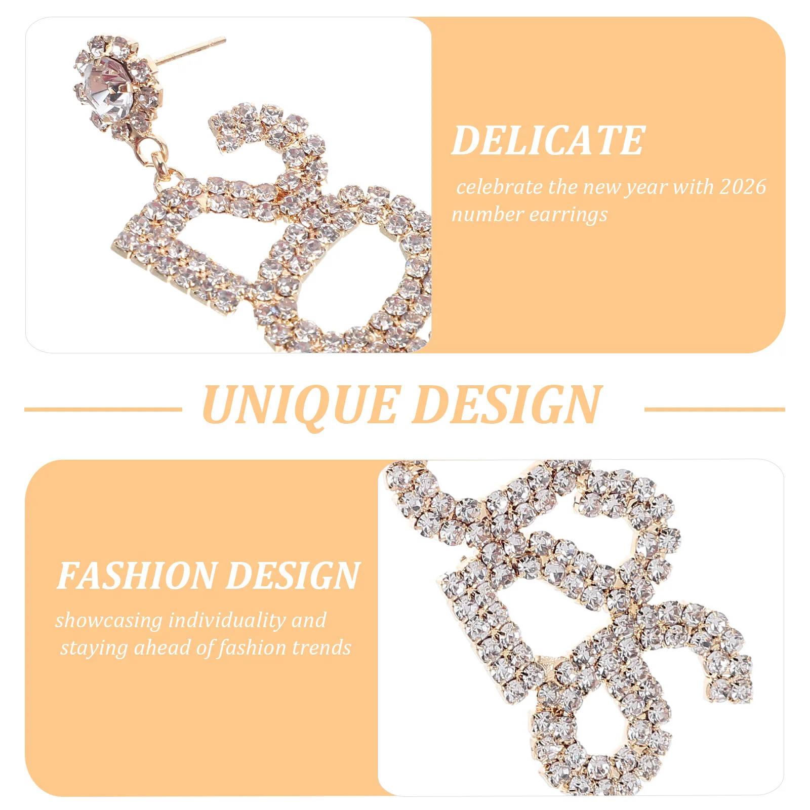 سباركلي حجر الراين 2026 عدد أقراط طويلة استرخى إسقاط أقراط السنة الجديدة حفلة عطلة مجوهرات بيان الملحقات #6