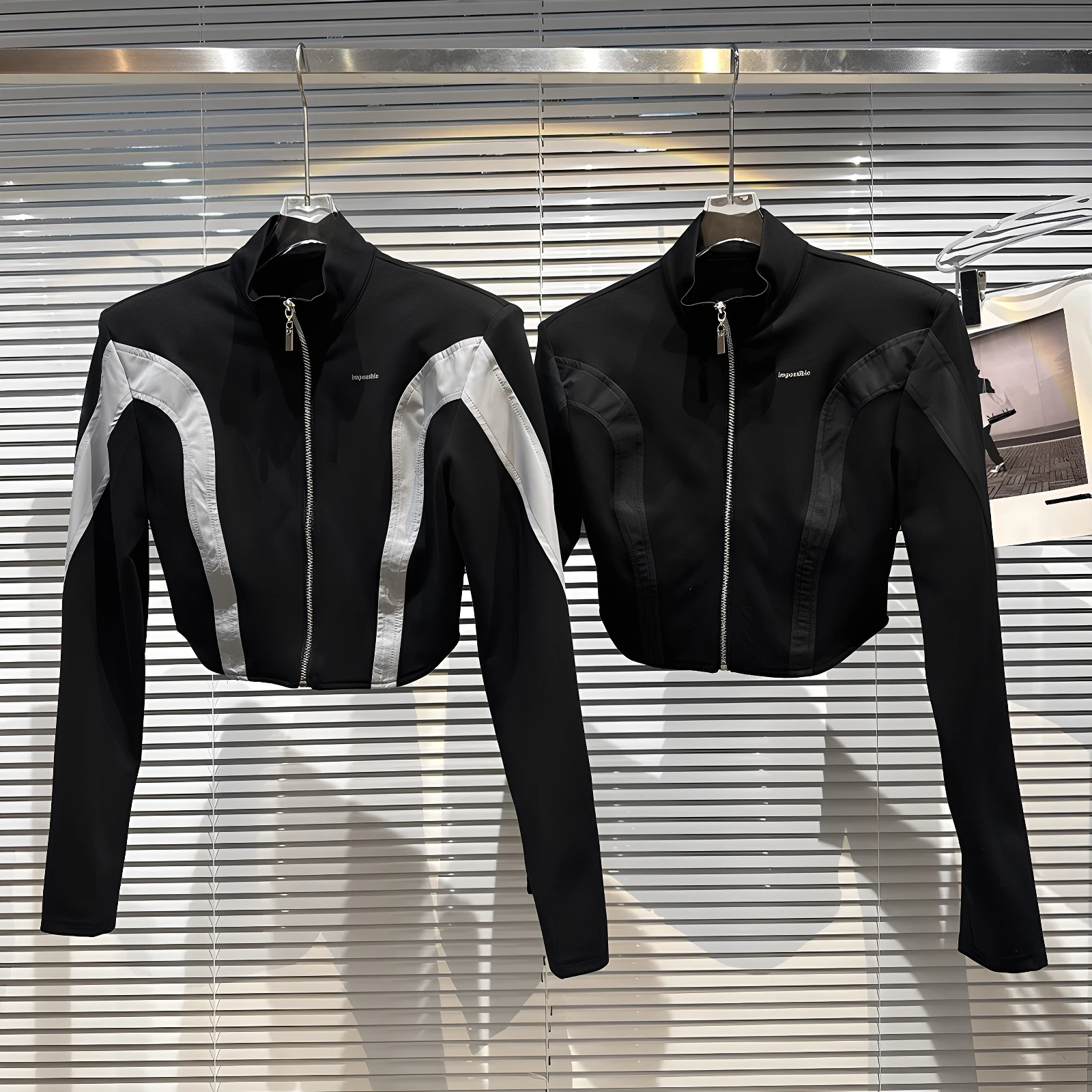 

Street Sle Zipper ort Jaet Женская облегающая подушечка с воротником-стойкой в стиле пэчворк, осенняя новая модная верхняя одежда