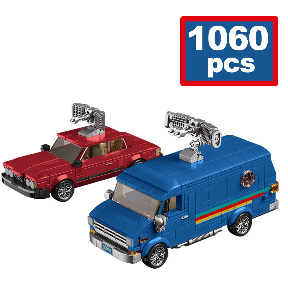 1060PCS MOC Stad Rood Blauw Auto's Model Bouwstenen Set Technische Sedan Voertuigen Baksteen Tieners en Volwassenen Kerst DIY Geschenken