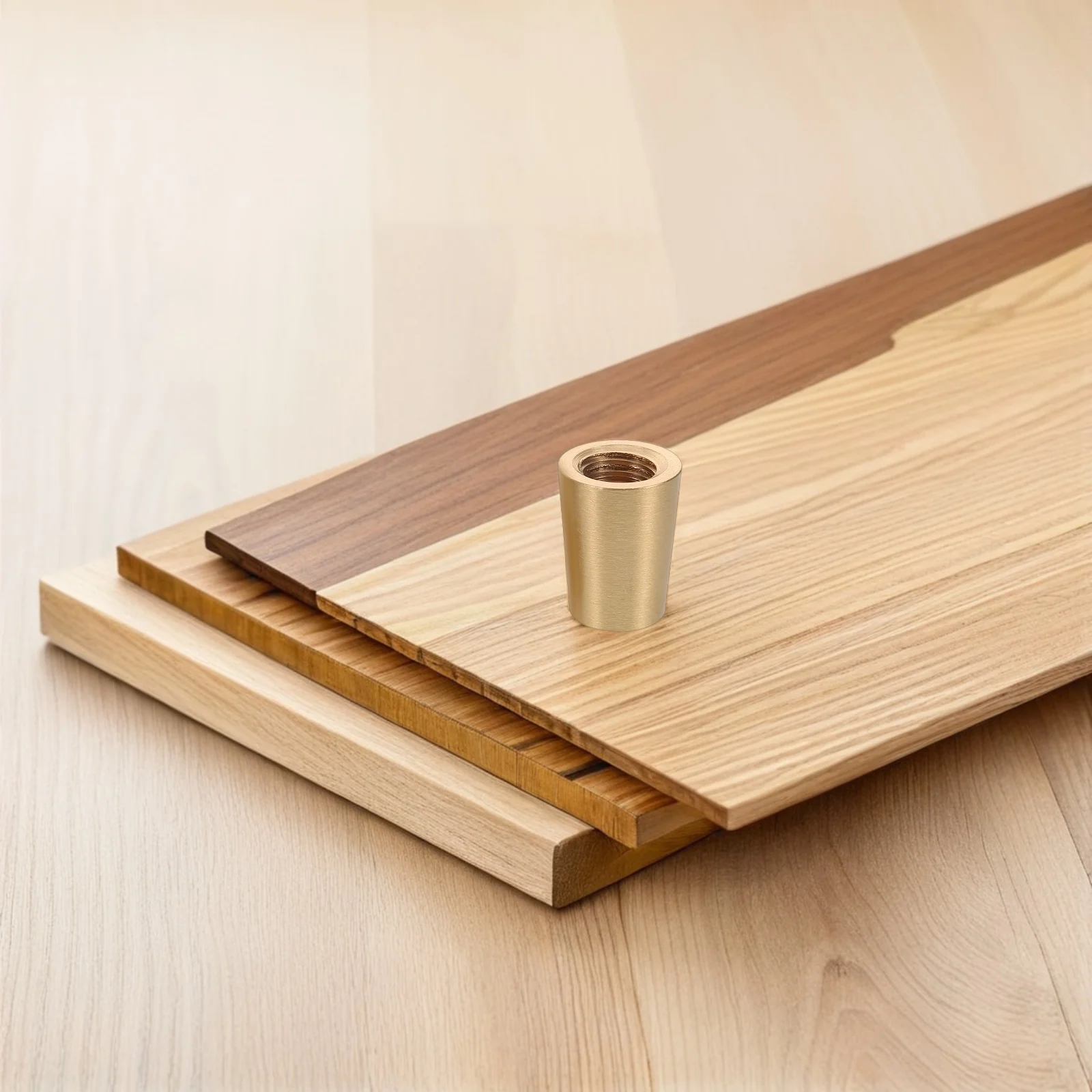 

8 Pcs Wooden Base Copper Foot Mat Brass Tray Stand Feet Furniture Legs Protective Riser Pads Board