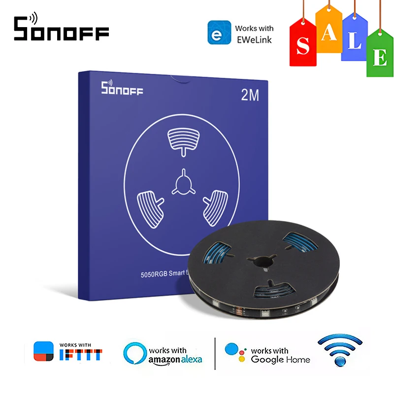 SONOFF 5050 RGB WiFi Smart LED Light Strip Dimmable Waterproof ewelink LED Strip Remote Control Work With Alexa Google Home