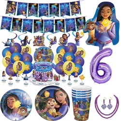 Wish Disney Birthday Party Decorations Asha Goat Balloons Disposable Tableware Plate Straw Napkin Princess Baby Shower Supplies