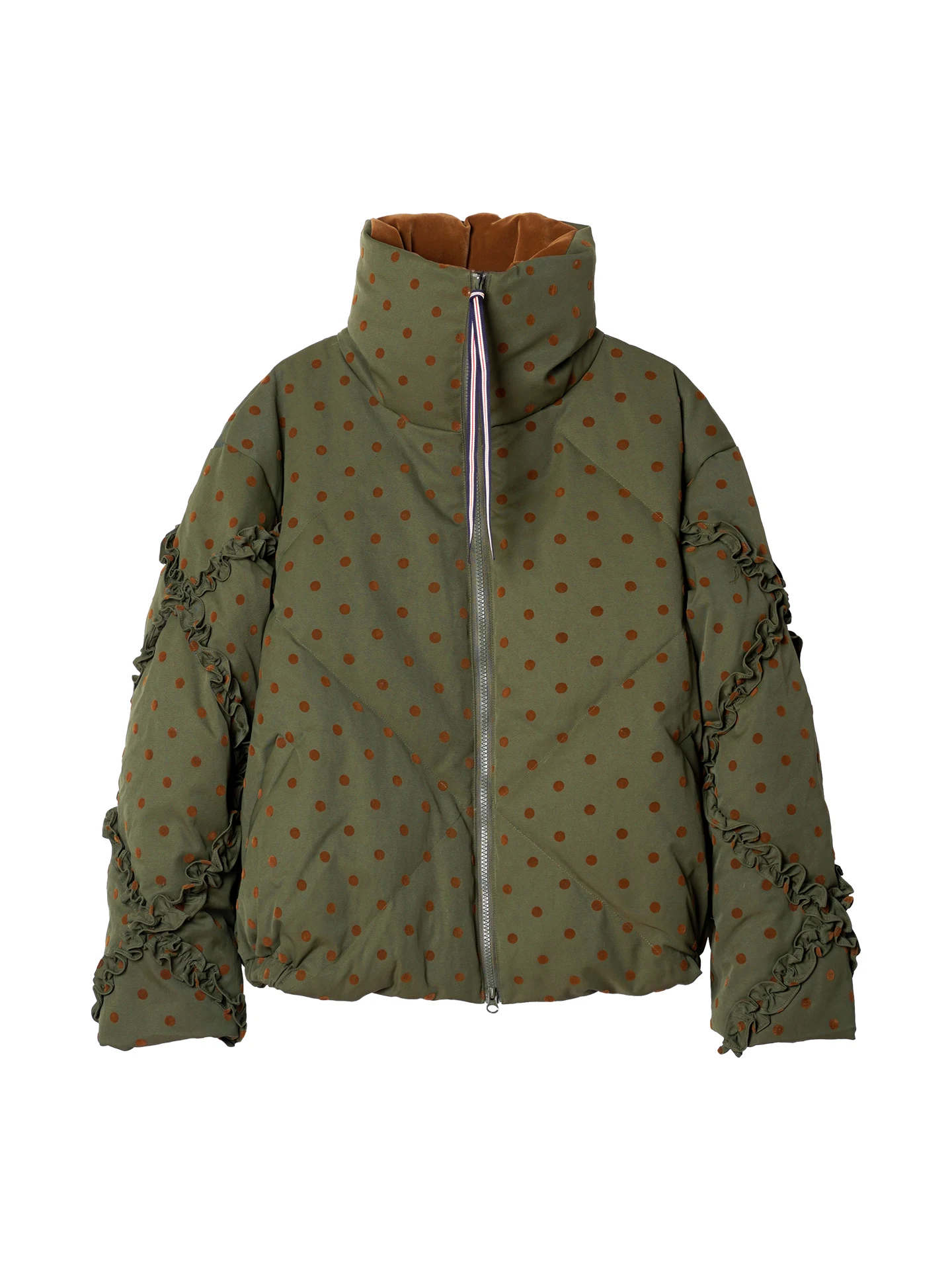 Chaqueta de plumón corta verde oliva imakokoni mujer 2025 invierno Retro flocado lunares pato blanco abajo abrigo grueso 255275