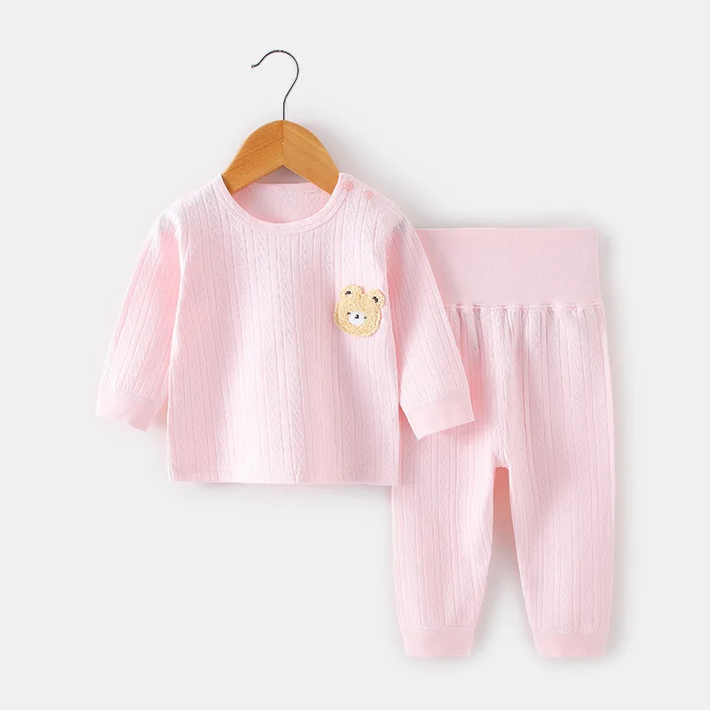 Frühling und Herbst Baby Pyjama und schläfrige Hosen Set aus reiner Baumwolle hohe Taille Bauchs chutz Baby zweiteilig Set Großhandel