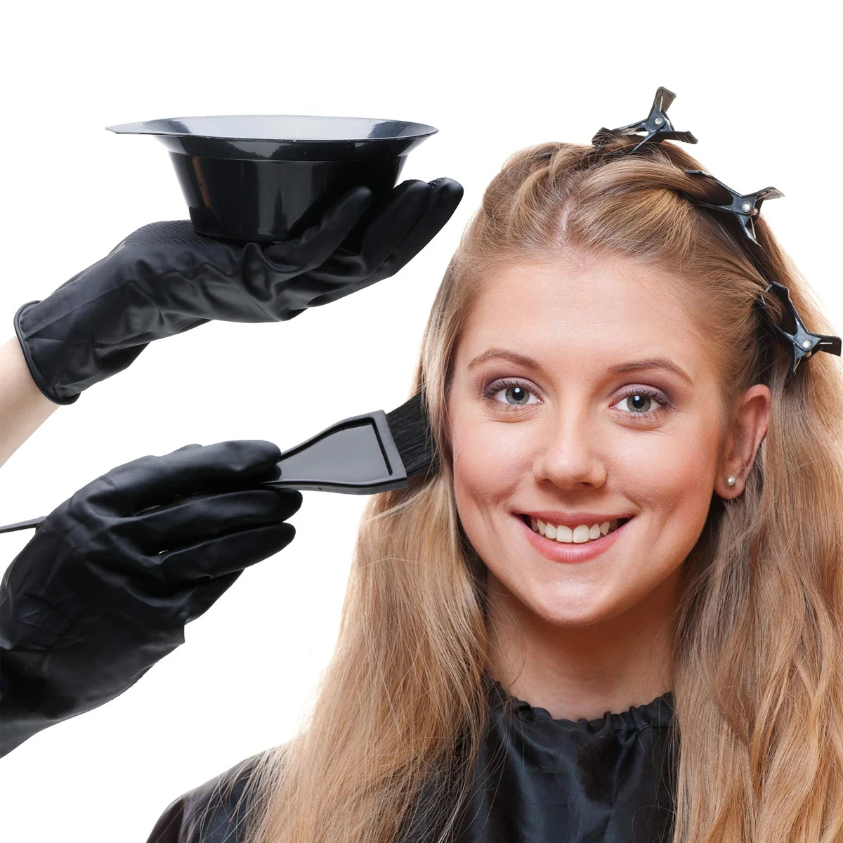 

Complete Hair Dyeing Accessories Kit 15Pcs Includes Brush Earmuff Gloves Bowl Cape for Professional Results