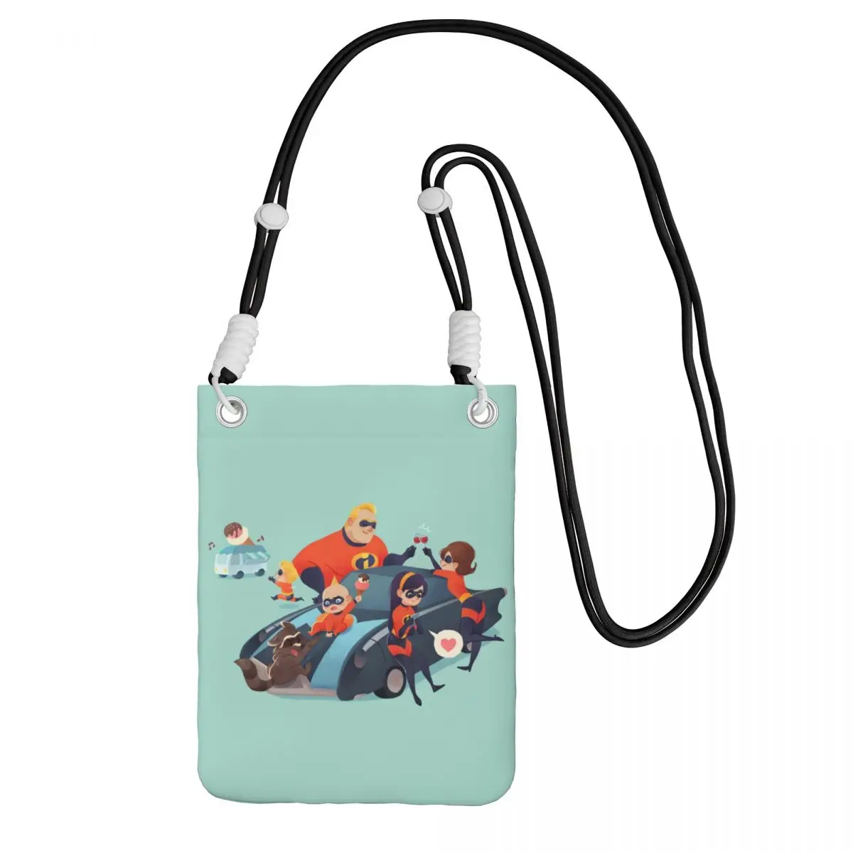 

Изготовленная на заказ сумка для мобильного телефона «Суперсемейка» для пеших прогулок, женская и мужская пленка супергероя, небольшой кошелек через плечо, кошелек для смартфона с ремешком