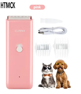HTMCK Waterproof Silent Pet Hair Clipper, Rechargeable Grooming Trimmer for Dogs and Cats