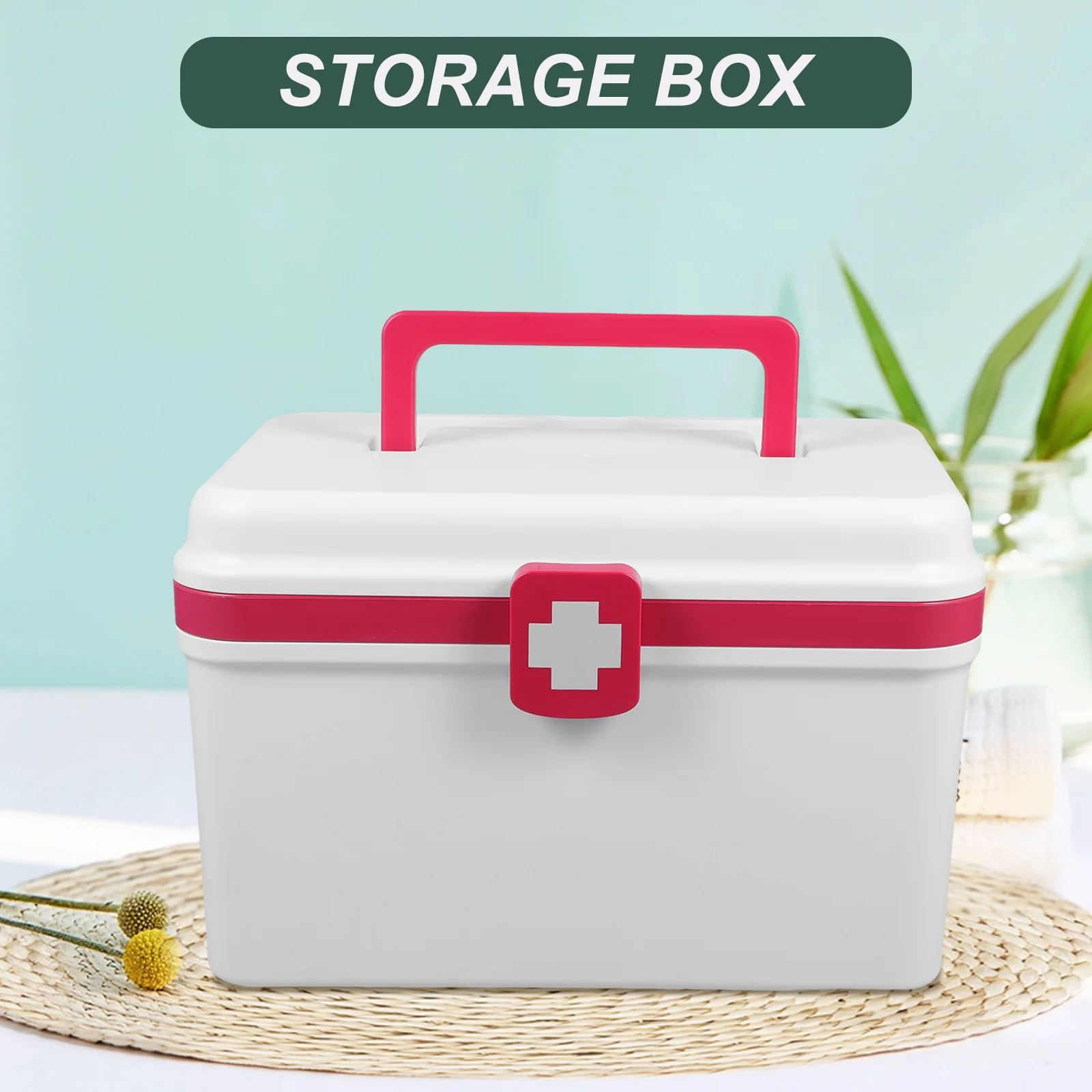 صندوق مساعد كبير، حاوية تنظيم تخزين طبية فارغة، منظم أدوية محمول للمنزل، صندوق إسعافات أولية فارغ #4