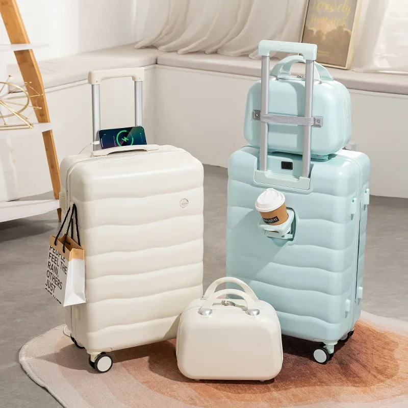 New Candy Color Suitcase Multifunctional Trolley Box 24-inch Small Fresh Travel Suitcase Ladies Light Luggage Universal Wheel