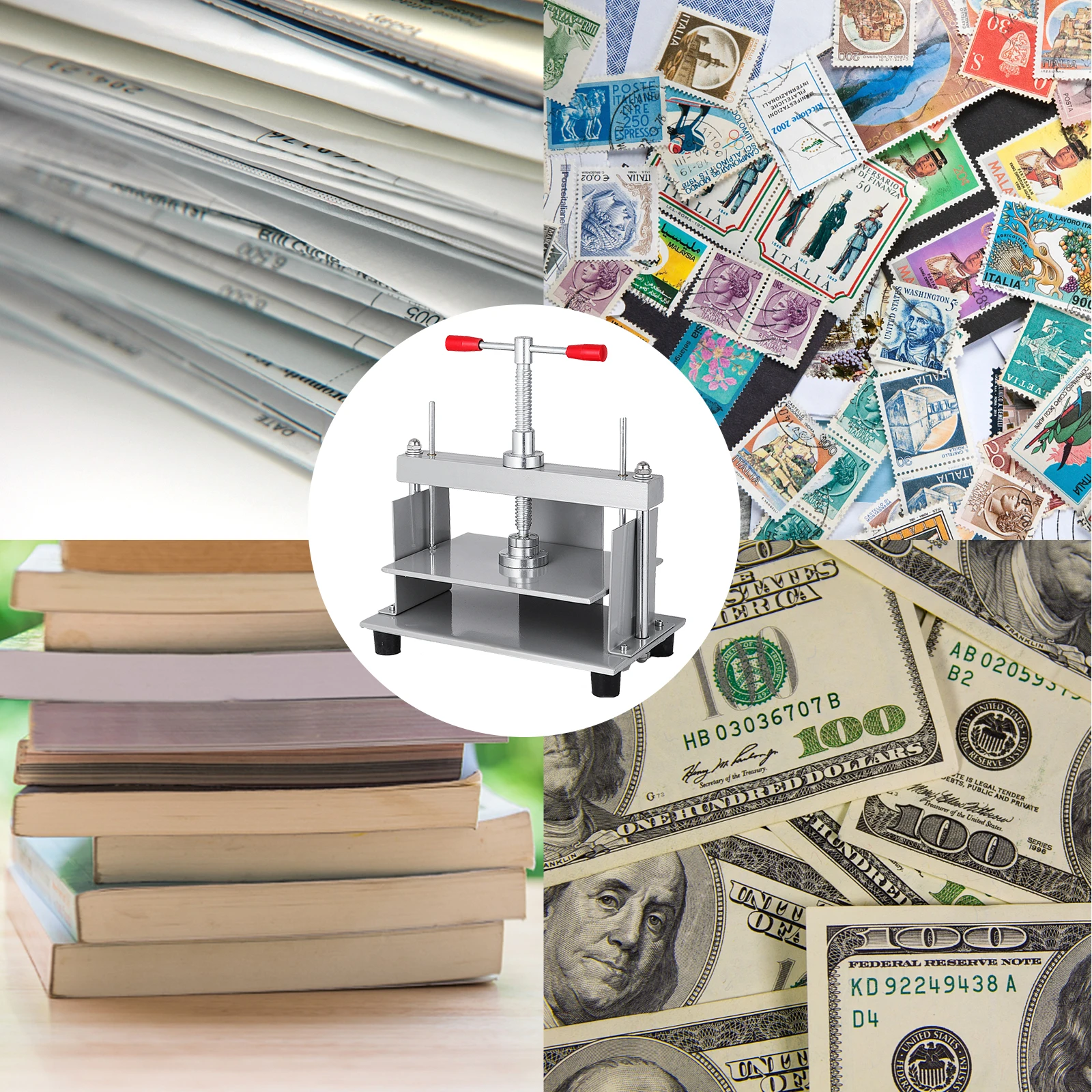 VEVOR A4 Book Binding Press Machine Manual Flat Paper Binder Tampography Office School Tools Use for Documents Stamps Banknotes