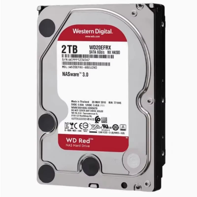 Western Digital WD Red 2TB NAS 内部ハードドライブ クラス SATA 6 GB/S 64MB キャッシュ デスクトップ用 WD20EFRX 5400RPM