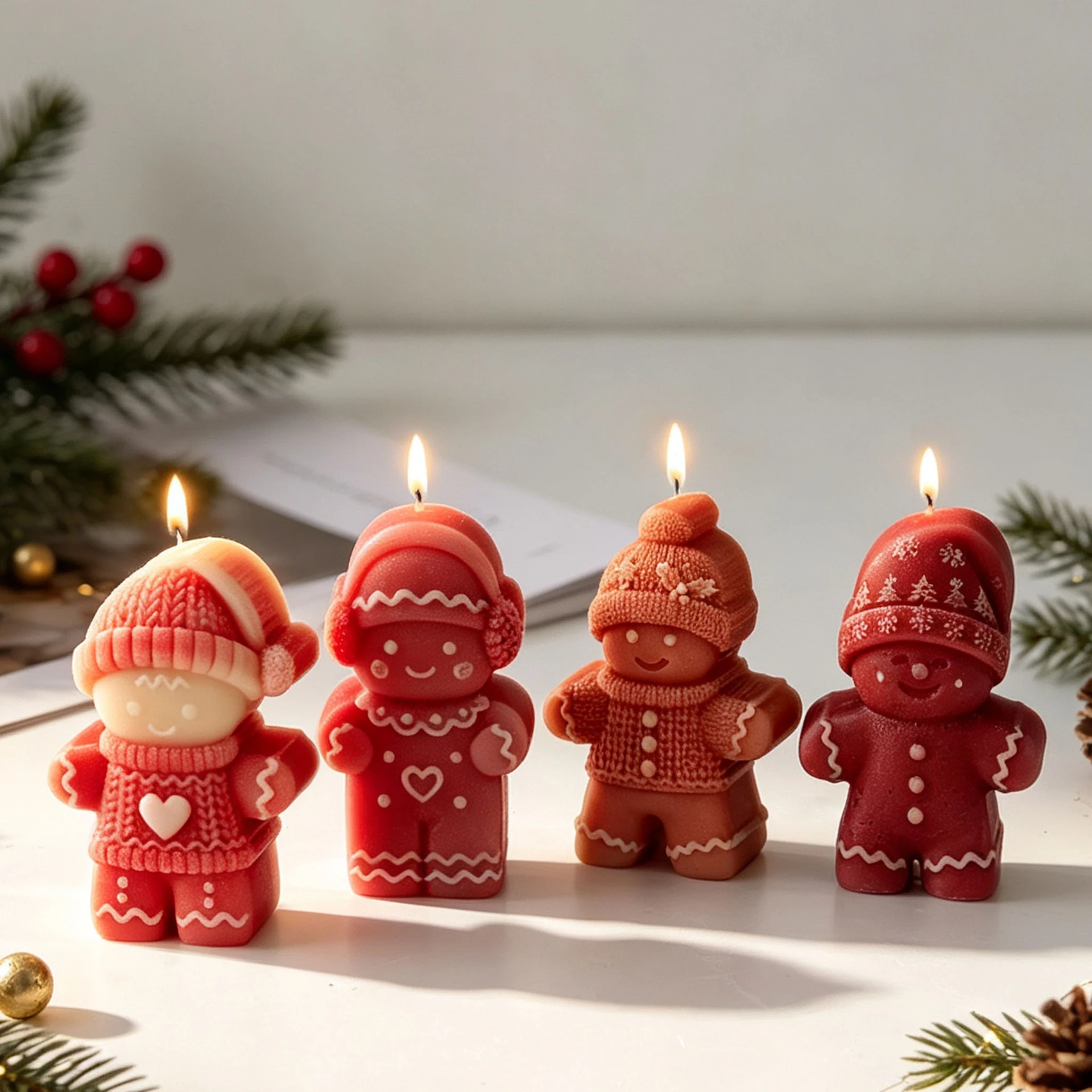 Christmas Gingerbread Man Candle Mold Silicone 3D Wax Mold DIY Aromatherapy Candle Making Resin Plaster Craft Supplies