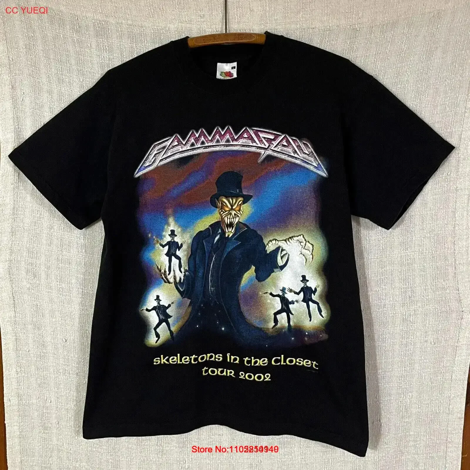 Gamma Ray Skeletons In The Closet 2002 Tour Men's Size Large L Black T Shirt vintage Washed Unisex designer clothes graphic