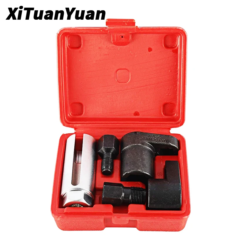 5 PCS Oxygen Sensor Wrench Kit for Automotive O2 Socket Removal Install Offset Vacuum Sensor Socket Thread Chaser Tool