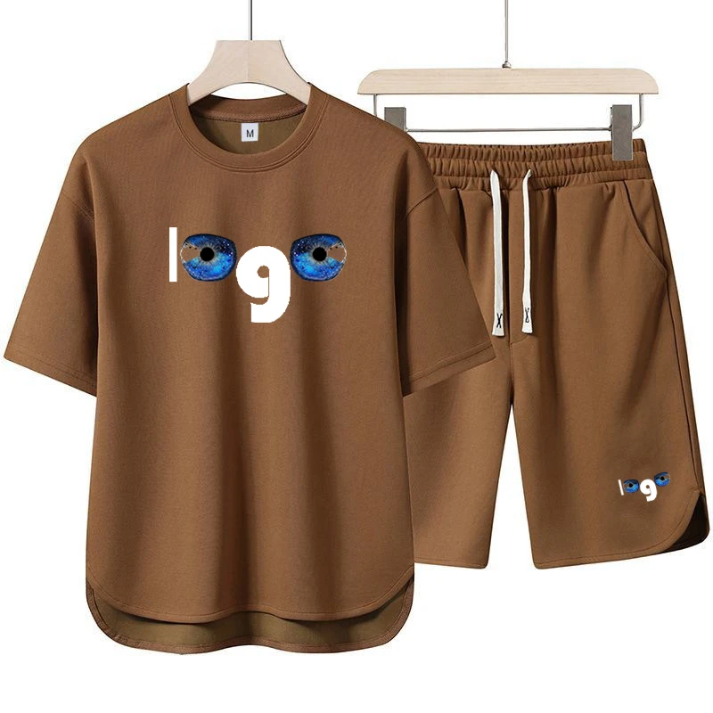 Customized printed T-shirt shorts 2-piece set for men's summer fashion short sleeved sportswear set shorts streetwear T-shirt to