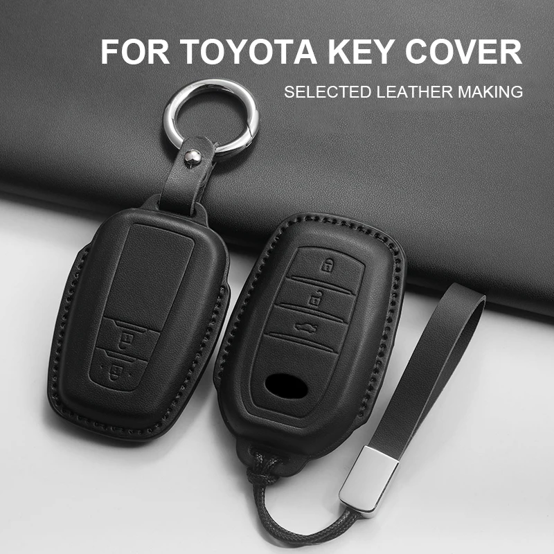 

For Toyota CHR CH-R Rav4 Auris Avensis Prius Aygo Camry Corolla Land Cruiser 200 Prado Crown Land Cruiser Leather Key Cover Case