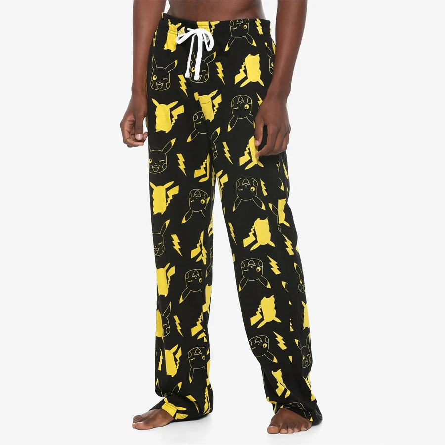 

Bandai Pocket Monster Pikachu Cartoon Allover Print Adult Kids Wide-leg Lounge Sleep Pants Summer Quick-dry Comfy Lightweight