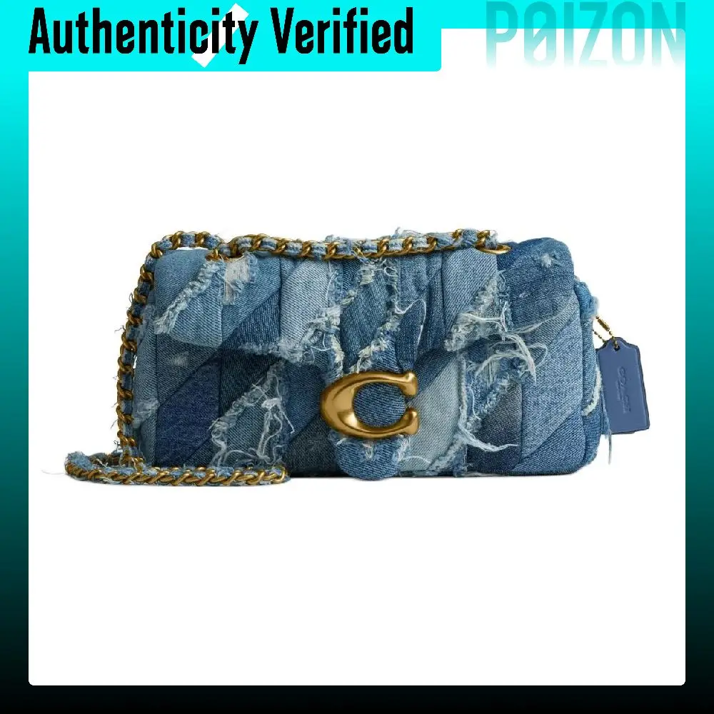 COACH Tabby Denim With Nappa Leather Shoulder Bags Medium Women's Blue CCX37-B4EI