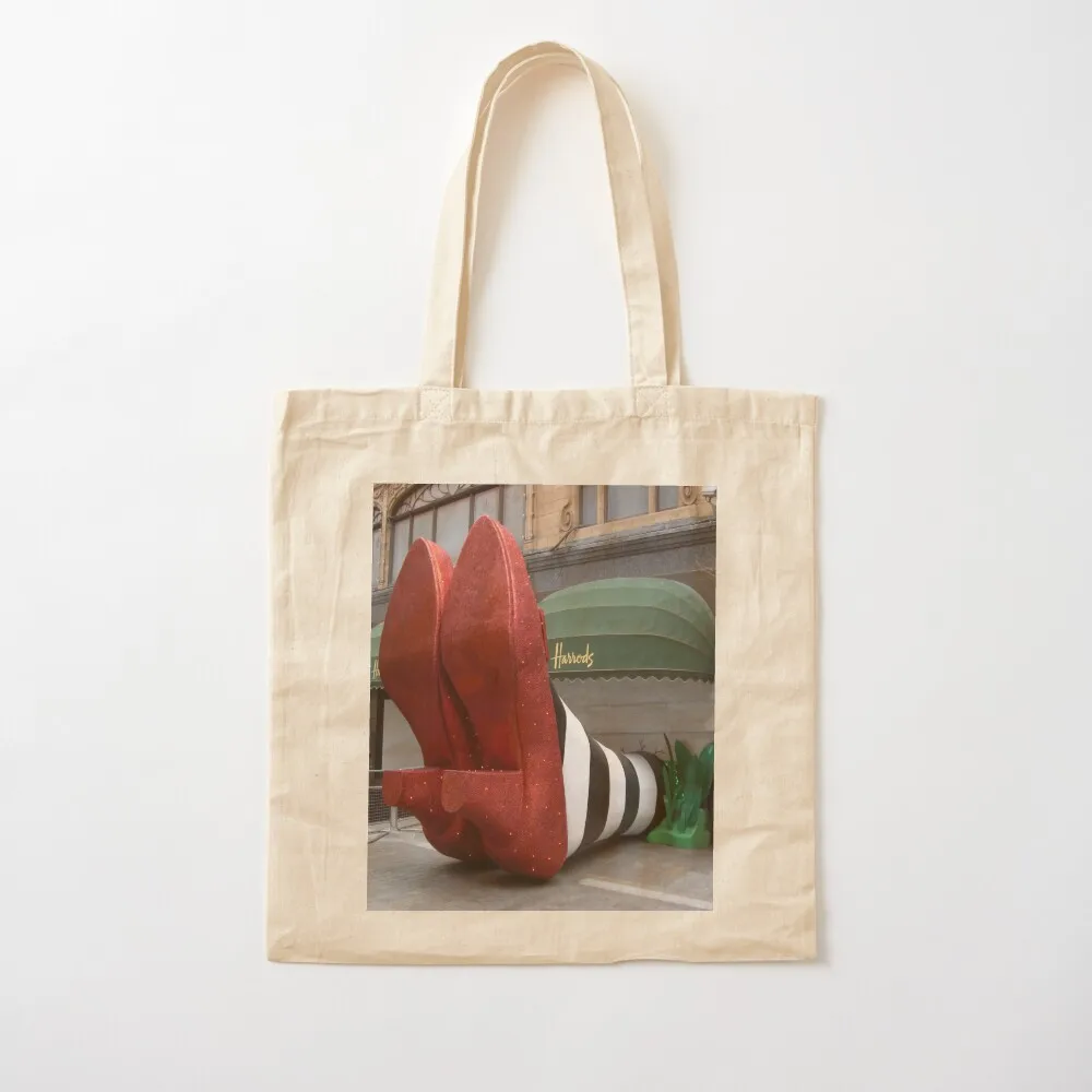 زوج نظيف من الكعب - حقيبة Harrods، London Tote Bag القماشية، حقيبة يد للمتسوقين، حقيبة حمل جامعية قابلة للطي وقابلة لإعادة الاستخدام