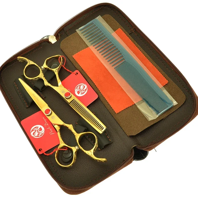 

6.0" Purple Dragon Professional Hair Scissors Set JP440C Salon Thinning Shears Cutting Scissors Hairdresser's Clippers A0115B