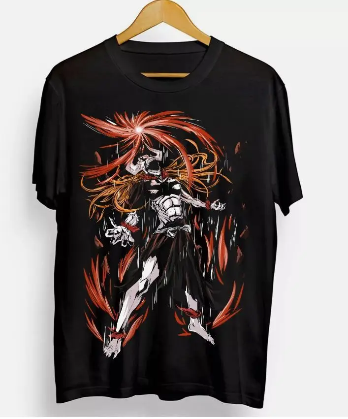 Bleach Ichigo Kurosaki T-shirt Manga Strip Horror Anime Gift Shirt Tee All Size