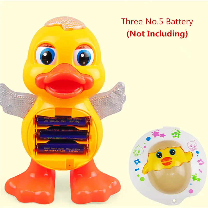 Pato oscilante de baile lindo, pato pequeño de dibujos animados, muñeca de juguete educativo de música ligera eléctrica, regalo interactivo para niños