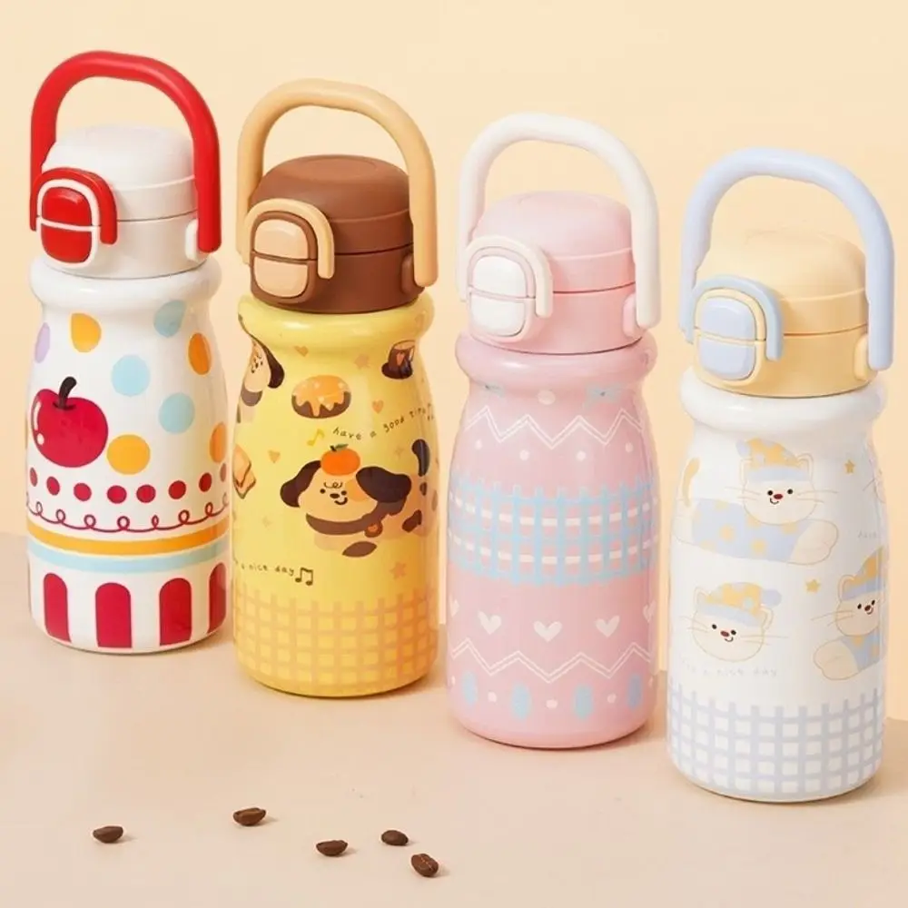 

Large Capacity Handheld Water Bottle Stainless Steel Heat and Cold Insulation Double Drink Cup Leak-Proof with Straw