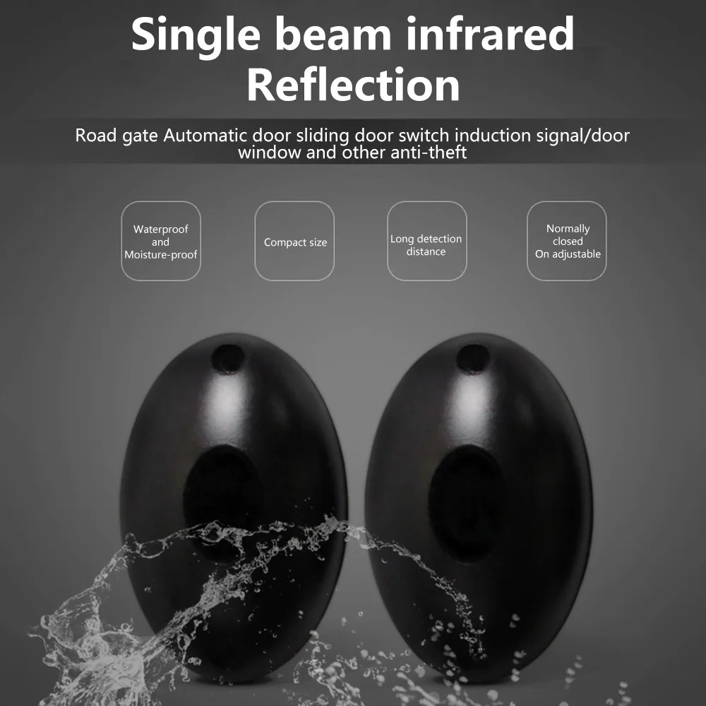 12V/24V Egg Shape Active Infrared Beam Sensor Barrier Detector With 2 photocells For Window Door Garage Door Gates