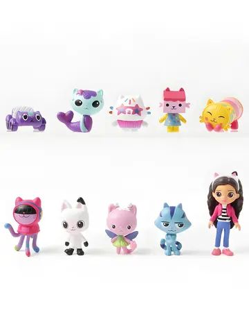NEW 10pcs Anime Figure Toy Gab Smiling Car Cat Hug Dolls Mercat Cartoon Birthday Gift